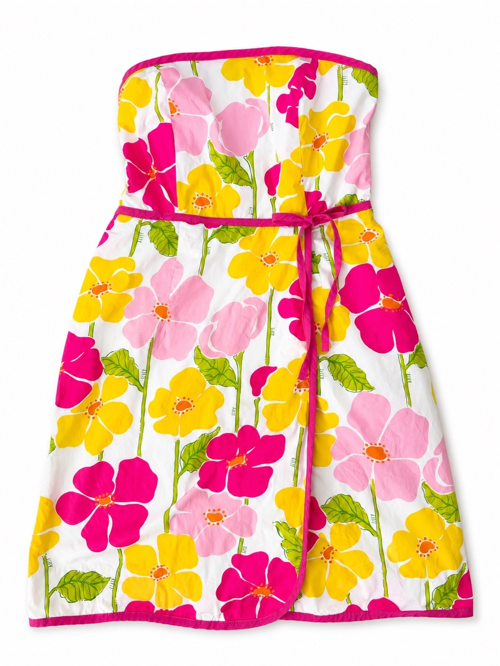 Lilly Pulitzer Vintage Floral Strapless Sundress in Pink, Yellow & White Size 4